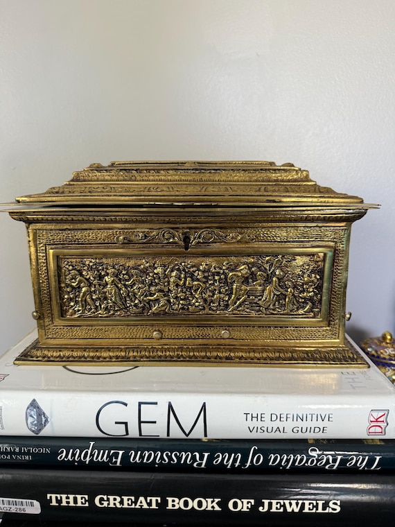 Antique Large Bronze gilt Jewelry Casket Box