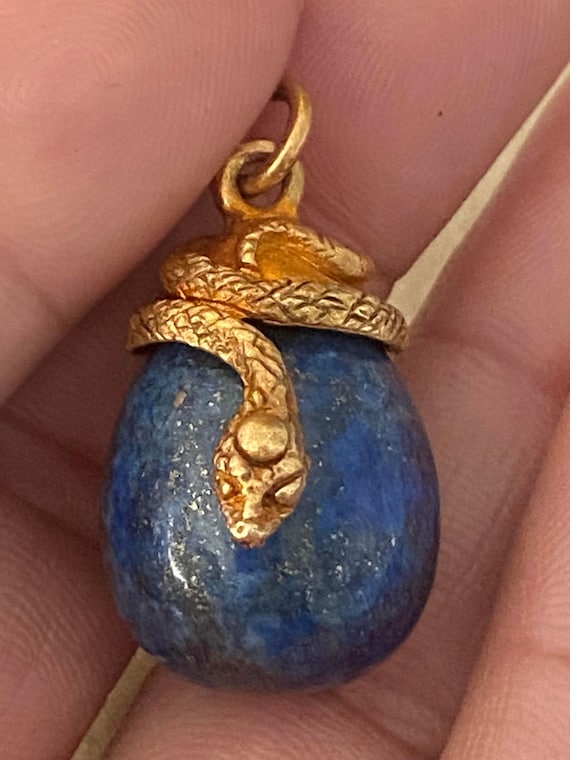 Antique lapis lazuli Imperial  Egg with silver gil