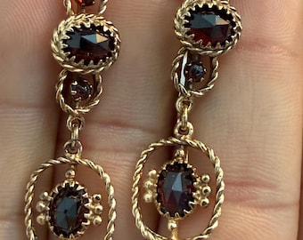 Antique Victorian Bohemian Garnet Earrings