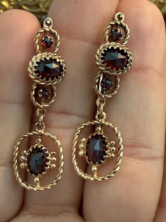 Antique Victorian Bohemian Garnet Earrings