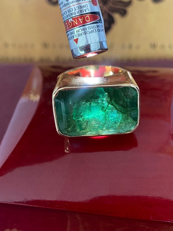 Vintage Natural Brazilian imperial emerald ring