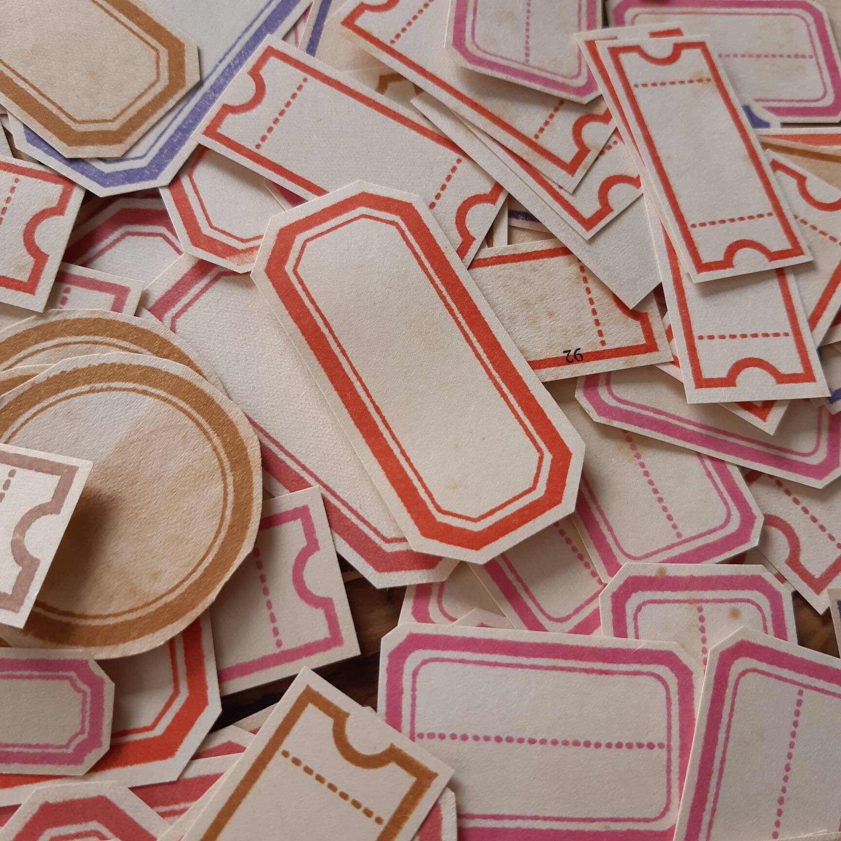 Set of 50 labels hand stamped and cut labelsvintage labels Etsy