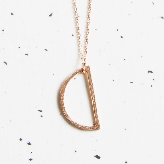 9ct Rose Gold Half Moon Necklace - Rose Gold Half Moon Pendant 9ct Rose Gold Half Moon Necklace - Rose Gold Half Moon Pendant