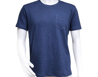 Men's Pocket T-Shirt 55 percent Hemp and 45 percent Organic Cotton. Solid 4 colors. Handmade in USA by Times Hemp Company