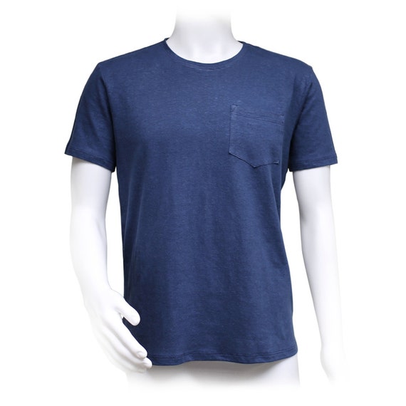 Men's Pocket T-Shirt 55 percent Hemp and 45 percent Organic Cotton. Solid 4 colors. Handmade in USA by Times Hemp Company
