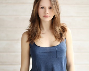 Women’s High-Low Tank Top, 4 colors. 55 percent Hemp, 45 percent Organic Cotton. Casual, Sleeveless, Solid. By Times Hemp Company. Handmade