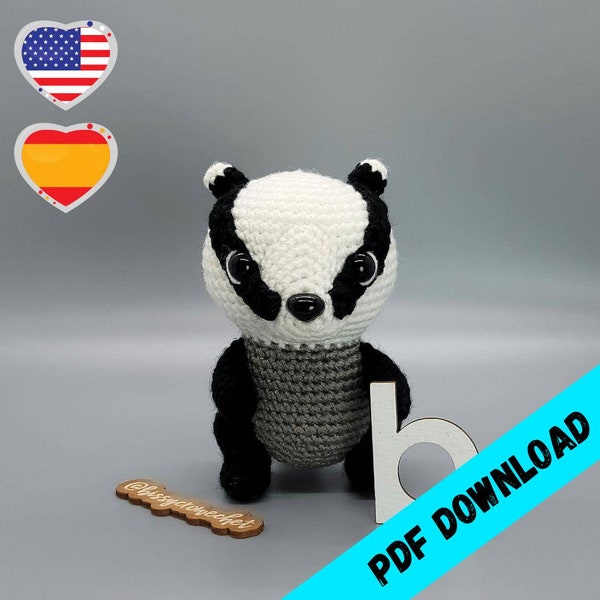 Bradley the Badger Amigurumi *-* Alleen digitaal patroon *-*