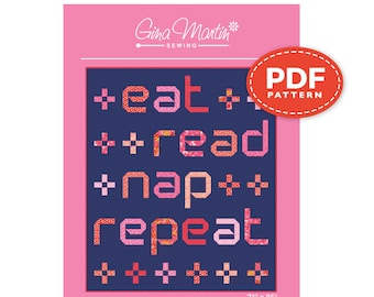 LAZY DAY: Um padrão de colcha em PDF com letras em pedaços de colcha de palavras