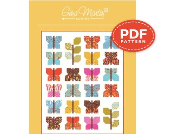 WING & LEAF: Um padrão moderno de colcha em PDF em 3 tamanhos, por Gina Martin