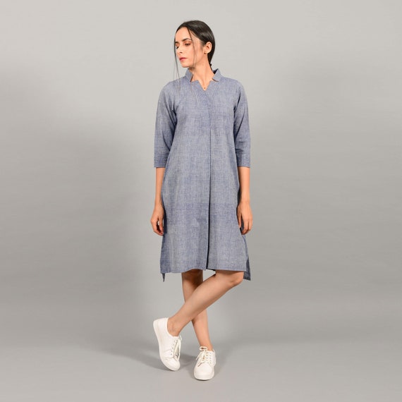 Cotton Dress With Pockets Summer Dresses With Sleeves Etsy