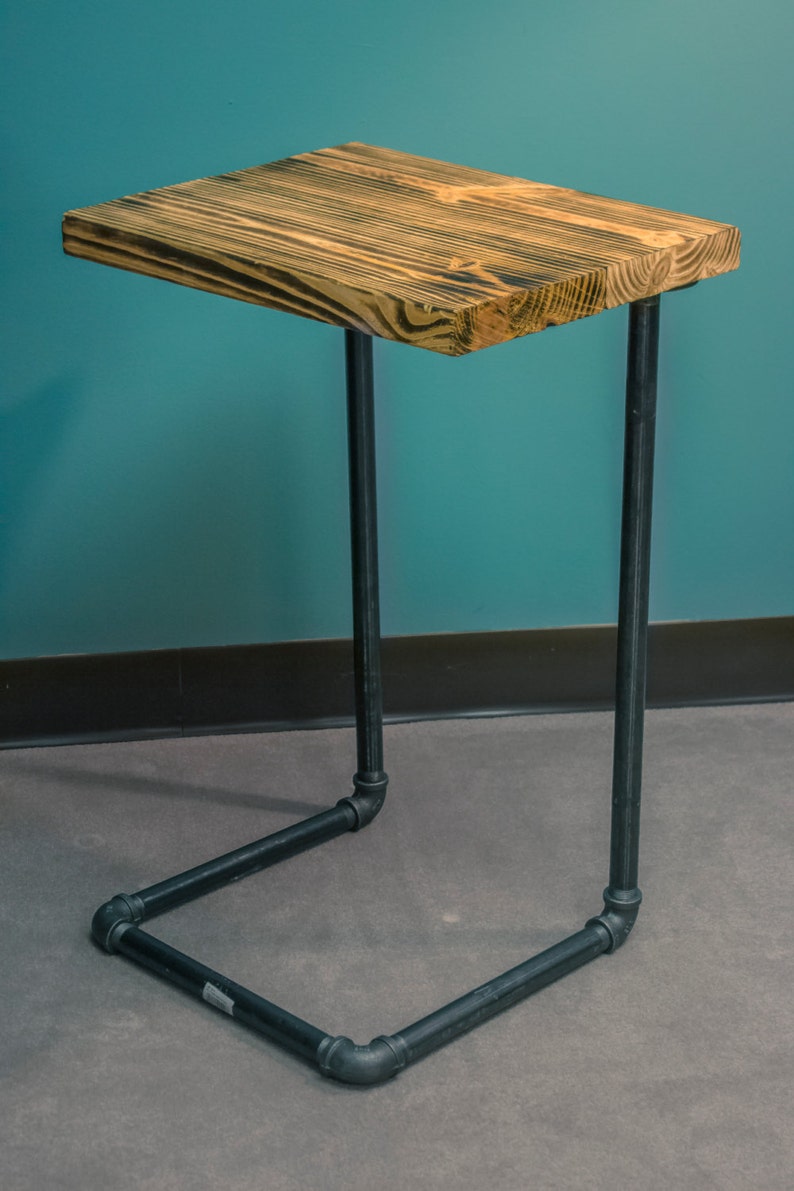 Wood & Pipe CTable Sofa Side Table with Shou Sugi Ban Etsy