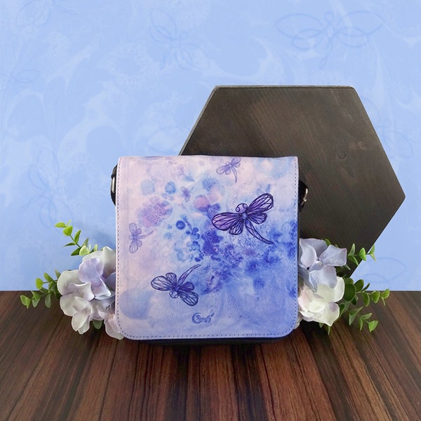 Small dragonflies shoulder bag, magical dragonfly dream whispers illustration, spirit animal art, witchy pagan accessory, nature fairy gift