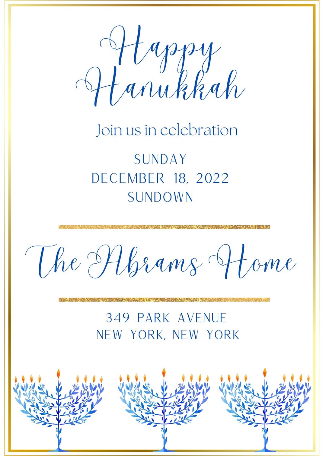 Hanukkah Invitation Etsy