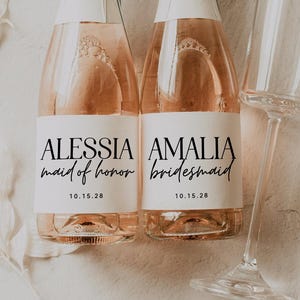 Pairs Well with being my Bridesmaid Labels | Minimalist Bridesmaid Maid of Honor Wine and Champagne Stickers