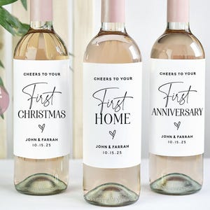 Marriage Milestones Wine Labels | Wedding Gift to Couple | Wedding Milestones | A Year of Firsts | Bridal Shower Gift
