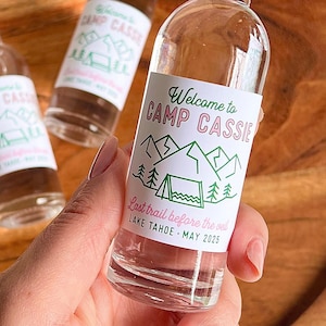 Camp Bachelorette Labels | Mini Shot Labels | Shooter Labels | Camping Bachelorette Party Favors