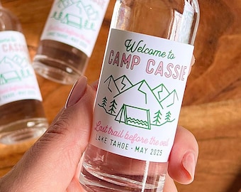 Camp Bachelorette Labels | Mini Shot Labels | Shooter Labels | Camping Bachelorette Party Favors