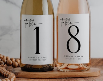 Table Number Wine Labels | Wedding Centerpiece Labels | Custom Wedding Centerpieces