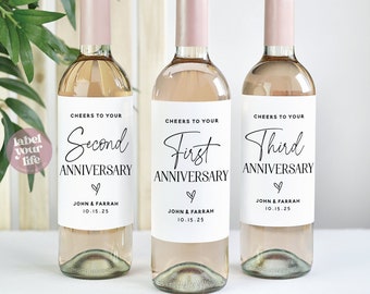 Anniversary Wine Labels | Anniversary Gift to Couple | Wedding Gift | Anniversary Gift for Husband and Wife | First Anniversary