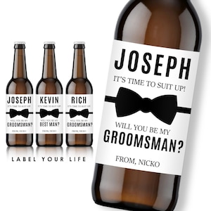 Groomsmen Beer Labels, Best Man Proposal, Suit Up, Custom Wine and Champagne Labels