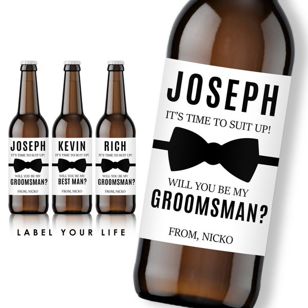 Groomsmen Beer Labels, Best Man Proposal, Suit Up, Custom Wine and Champagne Labels