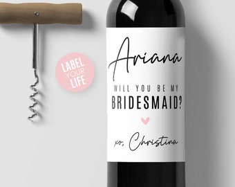 Bridesmaid and Maid of Honor Champagne Labels, Will You be My Maid of Honor Wine Labels