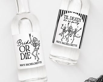 Bride or Die - Til Death Do Us Party Shot Labels | Mini Shot Labels | Shooter Labels | Gothic Bachelorette Party