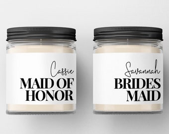 Bridesmaid and Maid of Honor Candle Labels // Bridal Party Gift // Mother of the Bride and Groom // LABEL ONLY