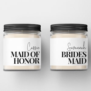 Bridesmaid and Maid of Honor Candle Labels // Bridal Party Gift // Mother of the Bride and Groom // LABEL ONLY