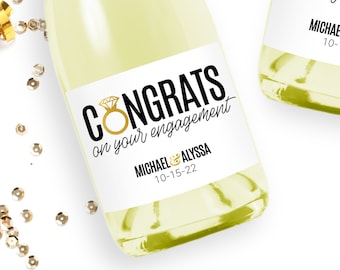 Engagement Gift, Engagement Party Favors, Engagement Wine and Champagne Labels