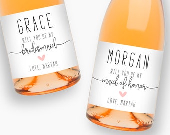 Bridesmaid and Maid of Honor Proposal Labels, Bridesmaid Thank You, Custom Champagne Labels L5