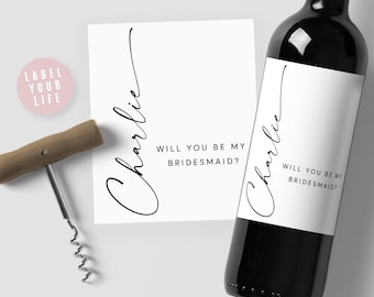 Bridesmaid and Maid of Honor Wine Labels, Will You be My Bridesmaid Wine Labels, Bridesmaid Proposal