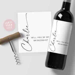 Bridesmaid and Maid of Honor Wine Labels, Will You be My Bridesmaid Wine Labels, Bridesmaid Proposal