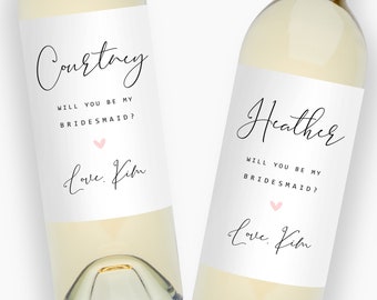 Bridesmaid Proposal Labels / Minimalist Wine & Champagne Labels / Custom Labels