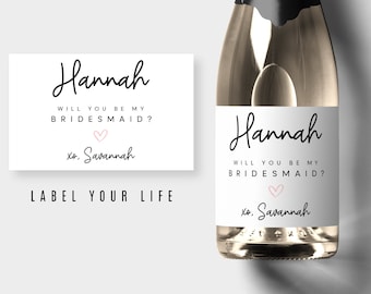 Bridesmaid and Maid of Honor Champagne Labels, Will You be My Maid of Honor Wine Labels