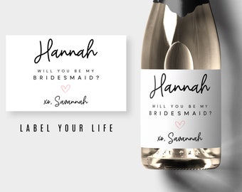 Bridesmaid and Maid of Honor Champagne Labels, Will You be My Maid of Honor Wine Labels