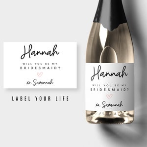 Bridesmaid and Maid of Honor Champagne Labels, Will You be My Maid of Honor Wine Labels