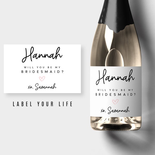 Bridesmaid and Maid of Honor Champagne Labels, Will You be My Maid of Honor Wine Labels