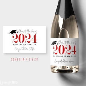 Graduation Champagne Labels | Wine Labels | Class of 2024 2025 2026 | Graduation Party Favors | Graduation Gift