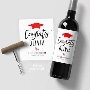 Graduation Wine Labels | Champagne Labels | Class of 2024 2025 2026 | Graduation Party Favors | Graduation Gift