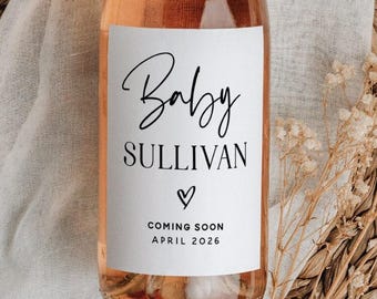 Baby Announcement Wine Labels | Labels with Baby Name | Baby Coming Soon | Pregnancy Announcement Labels