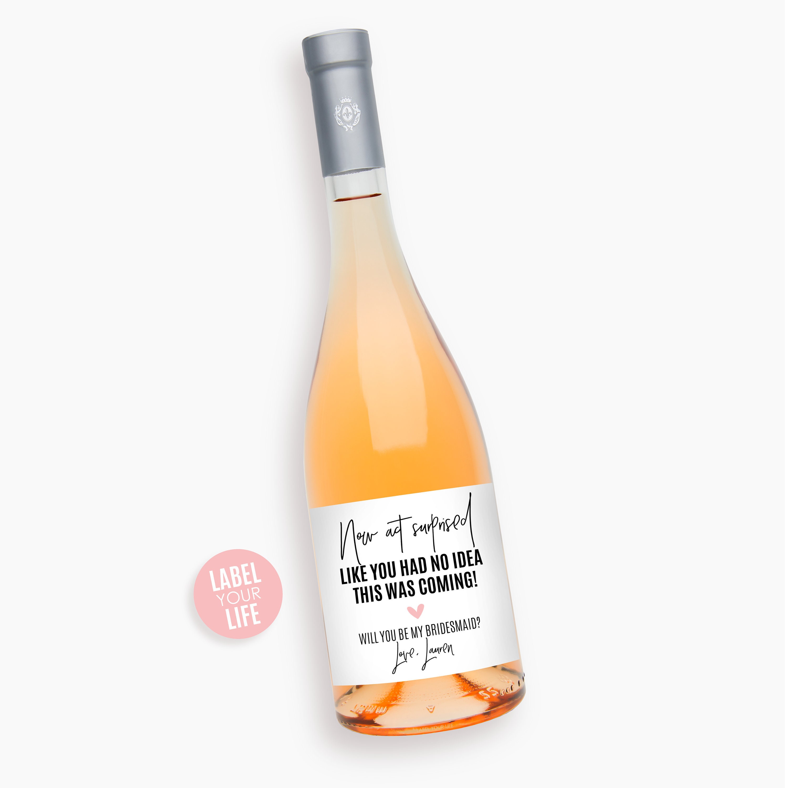 Funny Bridesmaid and Maid of Honor Proposal Labels // Wine and Champa…