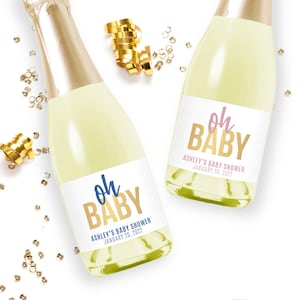 Baby Shower Champagne Labels, Oh Baby!, Wine Labels, Baby Shower Favors