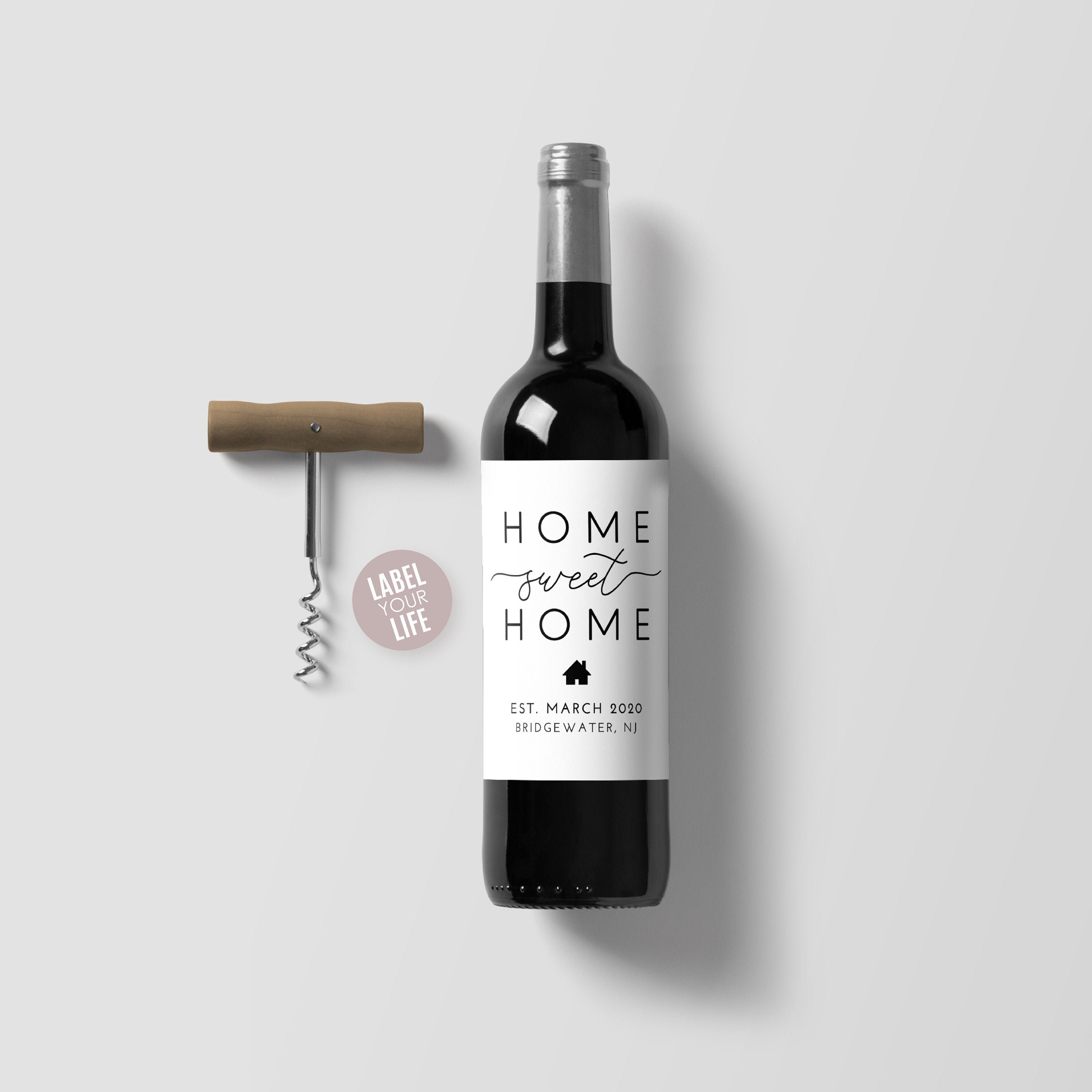 Home Sweet Home Wine Labels, Housewarming Gift, Champagne Labels