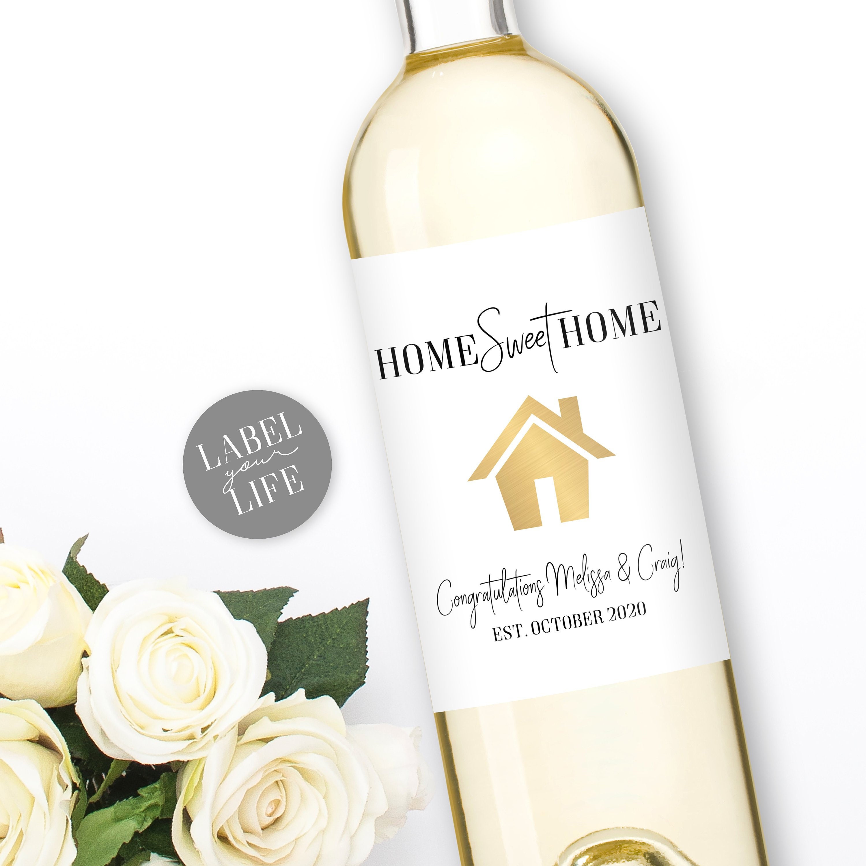 Housewarming gift, Wine Labels, Home Sweet Home, Champagne Labels, Un…