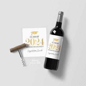 Graduation Wine Labels | Champagne Labels | Class of 2024 2025 2026 | Graduation Party Favors | Graduation Gift