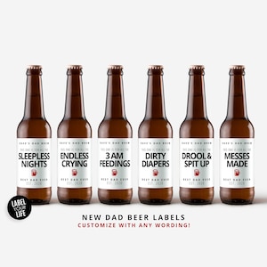 New Dad Beer Labels, New Dad Gift, First Father's Day Beer Labels