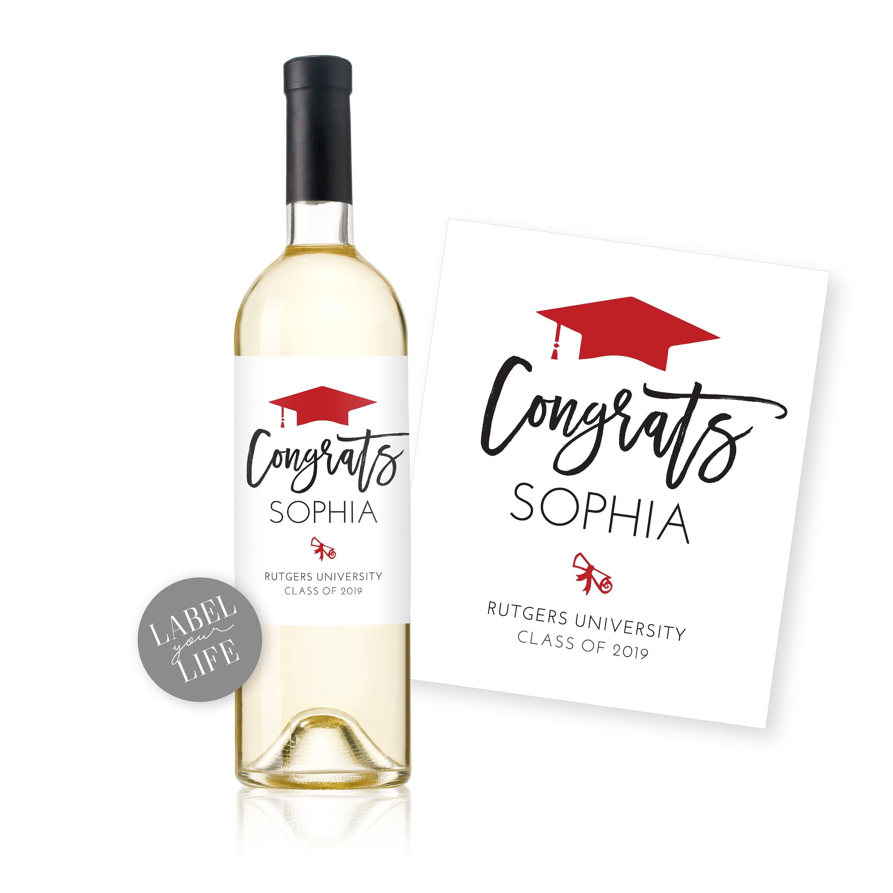 Graduation Wine Labels, Champagne Labels, Class of 2019 2020 2021, Gr…