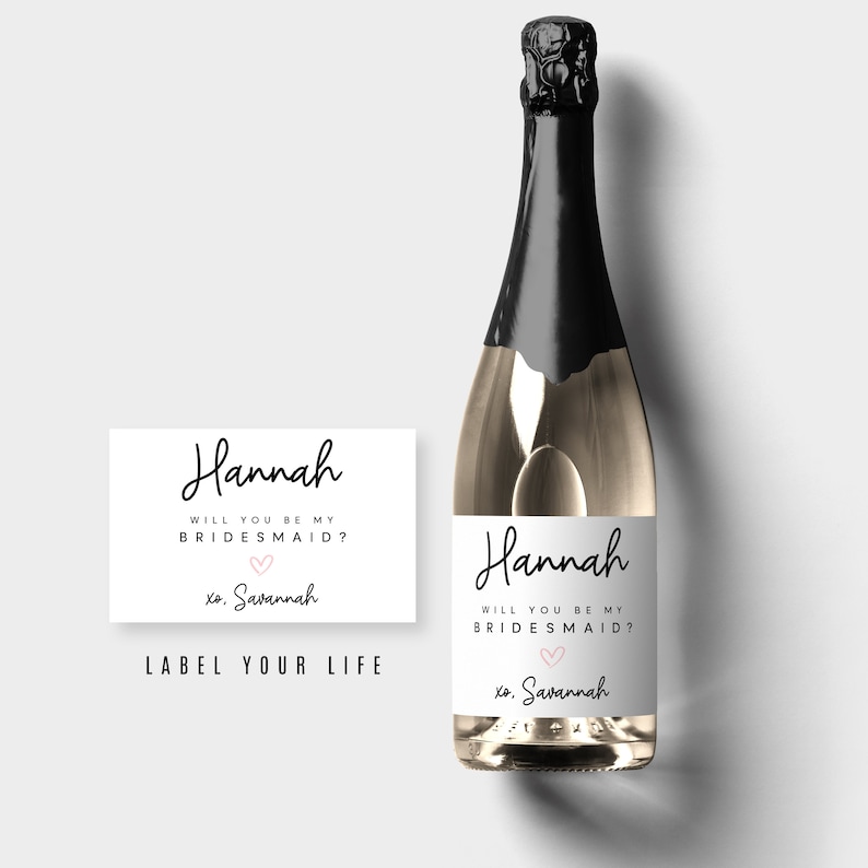 Bridesmaid and Maid of Honor Champagne Labels, Will You be My Maid of Honor Wine Labels image 1