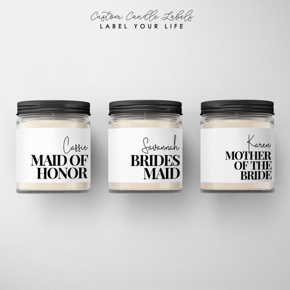 Bridesmaid and Maid of Honor Candle Labels // Bridal Party Gift // Mother of the Bride and Groom // LABEL ONLY